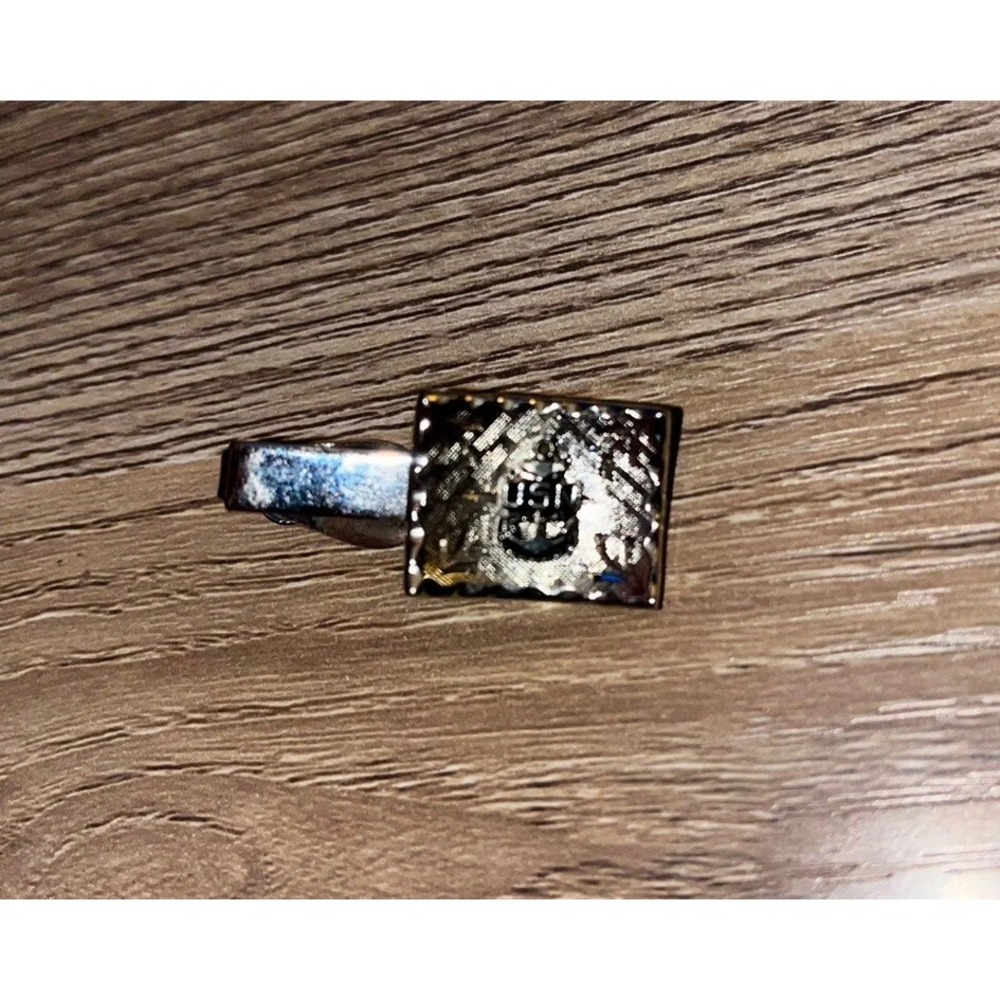 Vintage Silver Stamped USN United States Navy Naval Tie Clip Bar - Kinney Co.